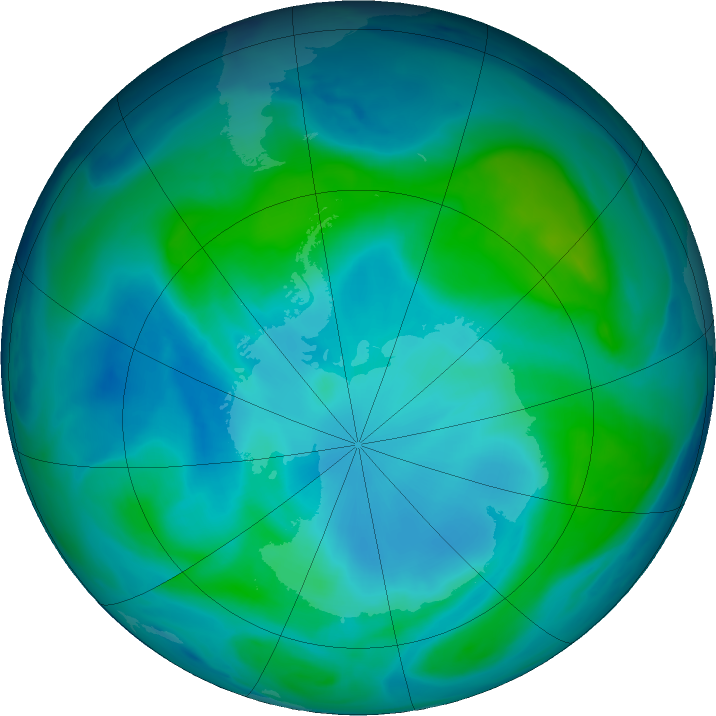Antarctic ozone map for 18 February 2019